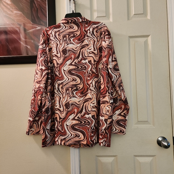 New Marble Design Open Front Plus Size  Blazer Jacket - Picture 7 of 11